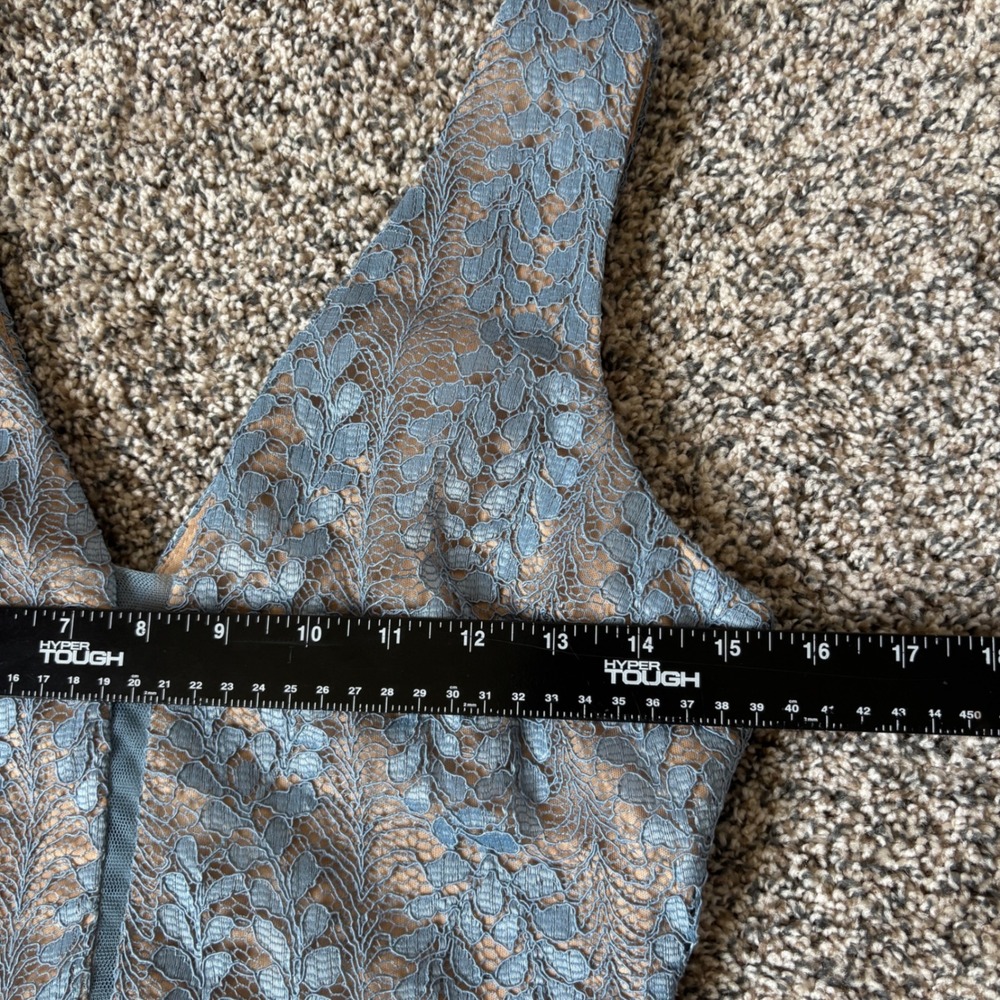 Lulu's Dusty Blue Sleeveless Lace Maxi Dress Eliana Lace V Neck Gown - Picture 10 of 15